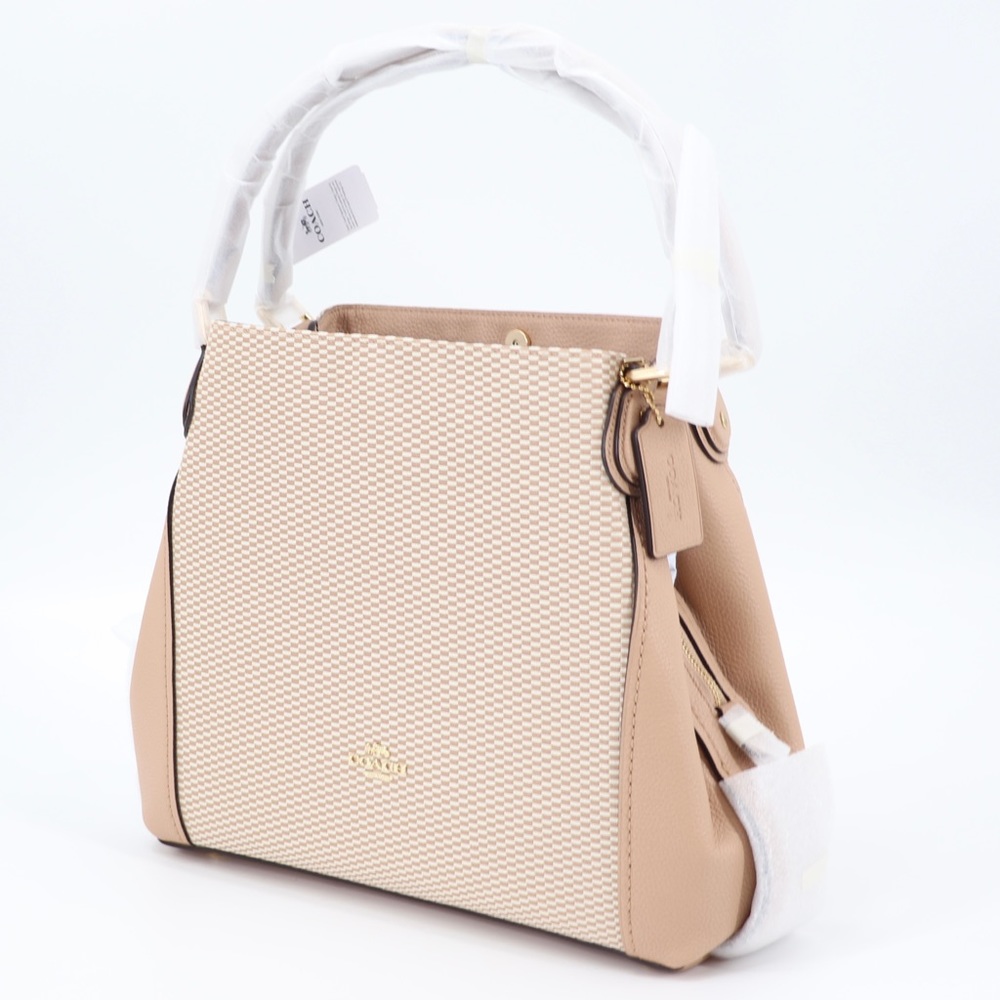 New Coach Edie 31 Jacquard and Leather Shoulder Bag Beechwood - Picture 5 of 13
